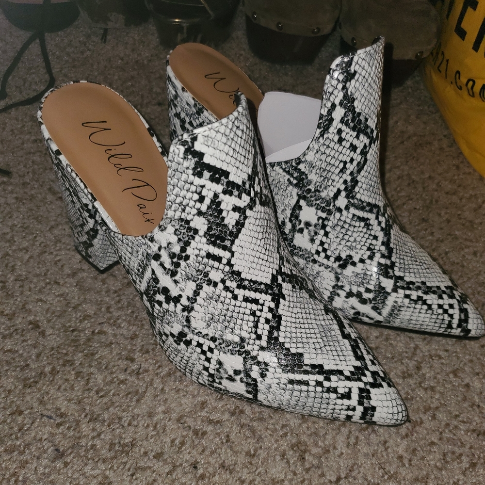 Snake Skin Mules
